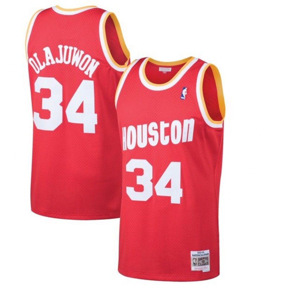 Men's Houston Rockets Hakeem Olajuwon Throwback Red 1993-94 Hardwood Classics Swingman Jersey-Pro Kit Vault | Brand New 26/27 Sports Jerseys